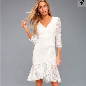 Lulus white lace ruffle dress